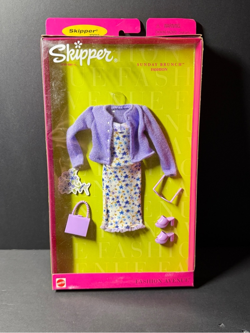 Barbie Skipper Sunday Brunch Lavender Floral Dress & Cardigan Set outfit New